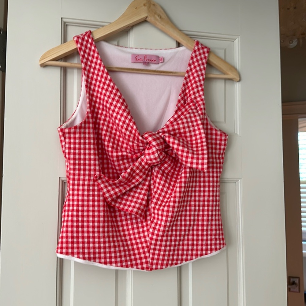 Eva Franco red gingham tank. Size small.